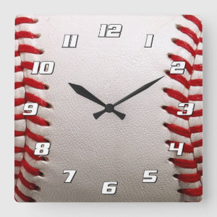 Horloge Carrée Softball de baseball avec nombre