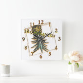 Horloge Carrée Soirée monogamique à l'envers de l'ananas (Maison)
