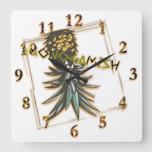 Horloge Carrée Soirée monogamique à l'envers de l'ananas (Recto)