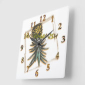 Horloge Carrée Soirée monogamique à l'envers de l'ananas (Angle)