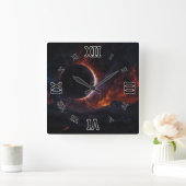 Horloge Carrée Solar Eclipse Chef-d'oeuvre cosmique Xzendor7 Art (Maison)