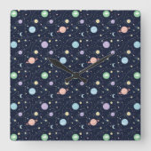Horloge Carrée Solar System Planets Seamless Pattern (Recto)