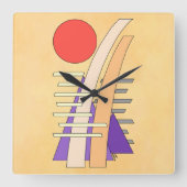 Horloge Carrée Soleil abstrait, ombres, reflets et structures (Recto)