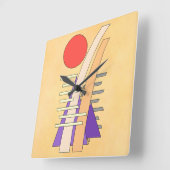 Horloge Carrée Soleil abstrait, ombres, reflets et structures (Angle)