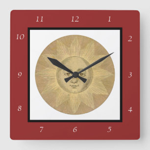 Horloge Carrée Soleil - Détail solaire de la carte antique vers 1