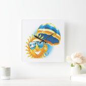 Horloge Carrée Soleil d'été (Maison)