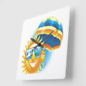 Horloge Carrée Soleil d'été (Angle)