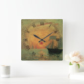 Horloge Carrée Soleil rouge par Maxime Maufra, impressionnisme Vi (Maison)