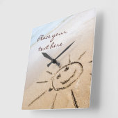 Horloge Carrée Soleil Sur La Plage (Angle)