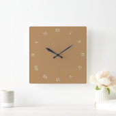 Horloge Carrée Solid Brown White (Maison)