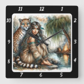 Horloge Carrée Solitude indigène : L'ombre du tigre (Recto)