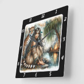 Horloge Carrée Solitude indigène : L'ombre du tigre (Angle)