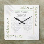 Horloge Carrée Son Et Son Mariage Vangent Le Lieux Verdoyant<br><div class="desc">Doté de délicats feuilles d'aquarelle,  ce cadeau chic pour gardiens de mariages peut être personnalisé avec vos voeux de mariage spéciaux. Conçu par Thisisnotme©</div>
