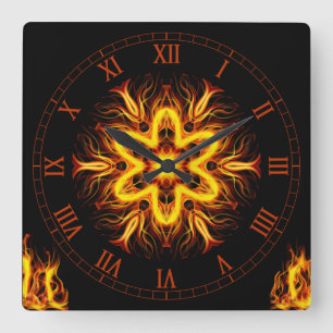 Horloge Carrée Sorti Du Crucible ~ Art Des Flammes ~