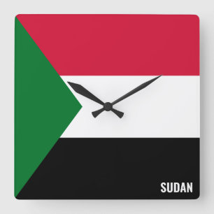 Horloge Carrée Soudan Drapeau éblouissant patriotique