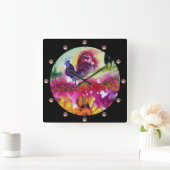 HORLOGE CARRÉE SOUFFLE ET ROOSTER NOIR (Maison)