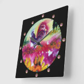 HORLOGE CARRÉE SOUFFLE ET ROOSTER NOIR (Angle)