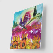 HORLOGE CARRÉE SOUFFLE ET ROOSTER NOIR (Angle)