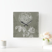 Horloge Carrée Soulagement floral I (Maison)