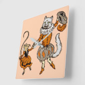 Horloge Carrée souris dansant avec un chat (Angle)