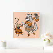 Horloge Carrée souris dansant avec un chat (Maison)
