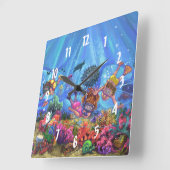 Horloge Carrée Sous la mer (Angle)