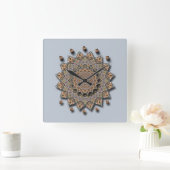 Horloge Carrée Southwest Pottery Art Mandala Wall Clock (Maison)
