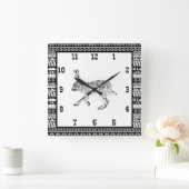 Horloge Carrée Southwestern Jackrabbit and Geometric Patterns Squ (Maison)