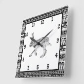 Horloge Carrée Southwestern Jackrabbit and Geometric Patterns Squ (Angle)