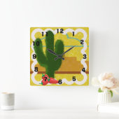 Horloge Carrée Southwestern Style Desert Scene With Saguaro - (Maison)