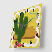 Horloge Carrée Southwestern Style Desert Scene With Saguaro - (Angle)