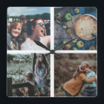 Horloge Carrée Souvenir de photos d'Instagram de collage de photo<br><div class="desc">L'horloge personnalisée de souvenir de famille avec 4 de vos photos de famille disposées dans un collage carré de photo de grille,  se perfectionnent pour des photos d'Instagram. Grand cadeau pour la maman,  le papa,  la famille,  les amis,  les parents,  et les grands-parents !</div>