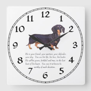 Horloge Carrée Souvenir Teckel - Mâle