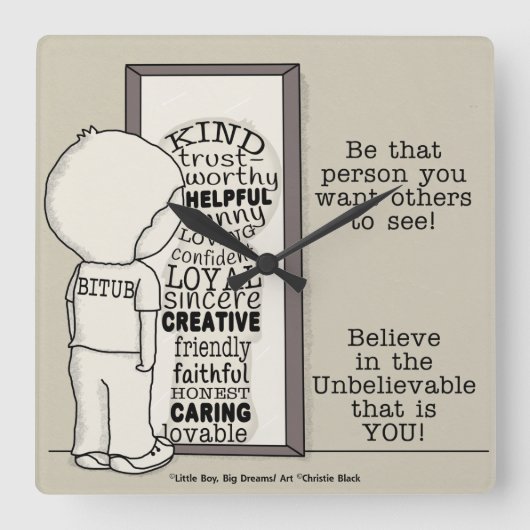 Horloge Carrée Soyez cette personne (Recto)