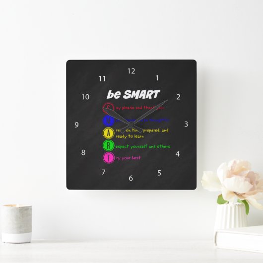 Horloge Carrée Soyez intelligent (Maison)