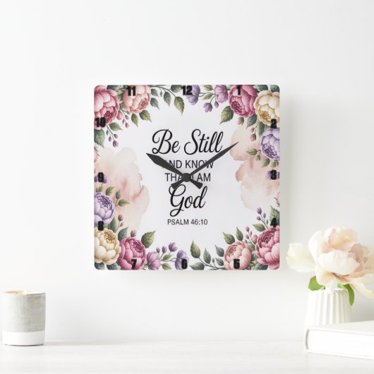 Horloge Carrée Soyez toujours Dieu Floral (Maison)