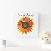 Horloge Carrée Soyez un tournesol (Maison)