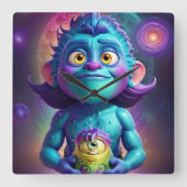 Horloge Carrée Space Alien & Friend (Recto)