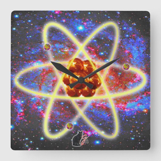 Horloge Carrée Spacey Atomic (Recto)