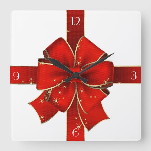 Horloge Carrée Sparkling Bow Clock (Recto)