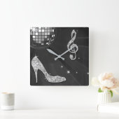 Horloge Carrée Sparkly Black Music Note & Stiletto Très (Maison)
