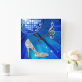 Horloge Carrée Sparkly Blue/Silver Music Note & Stiletto Heel (Maison)