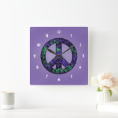 Horloge Carrée Speckled 3 Peace Sign Clock (Maison)