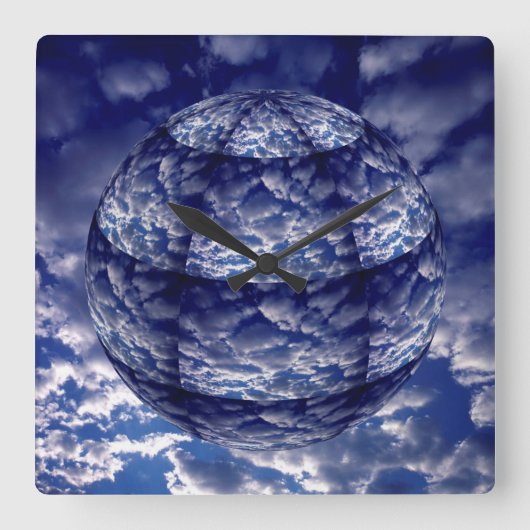 Horloge Carrée Sphère 3D de nuage abstrait (Recto)