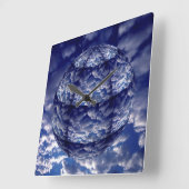 Horloge Carrée Sphère 3D de nuage abstrait (Angle)
