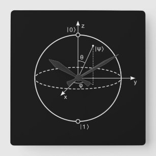 Horloge Carrée Sphère Bloch   Physique / Maths Quantum Bit