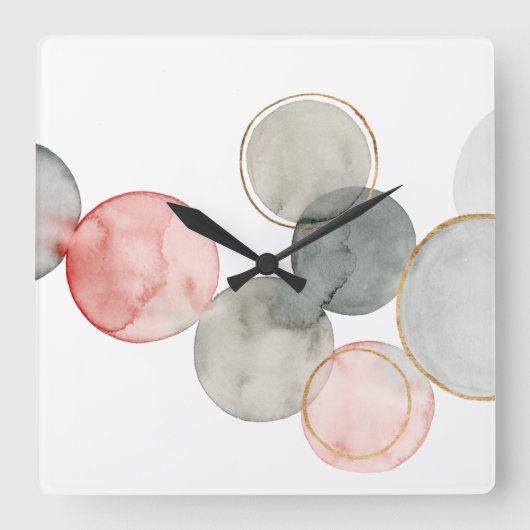 Horloge Carrée Sphères dorées (Recto)