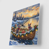 Horloge Carrée Sphynx Cat Christmas Boat Holiday (Angle)