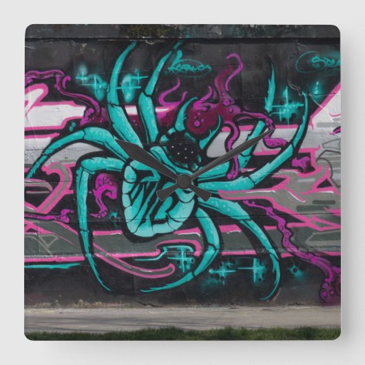Horloge Carrée Spider Turquoise (Recto)