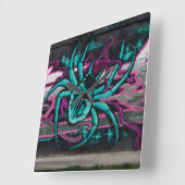 Horloge Carrée Spider Turquoise (Angle)